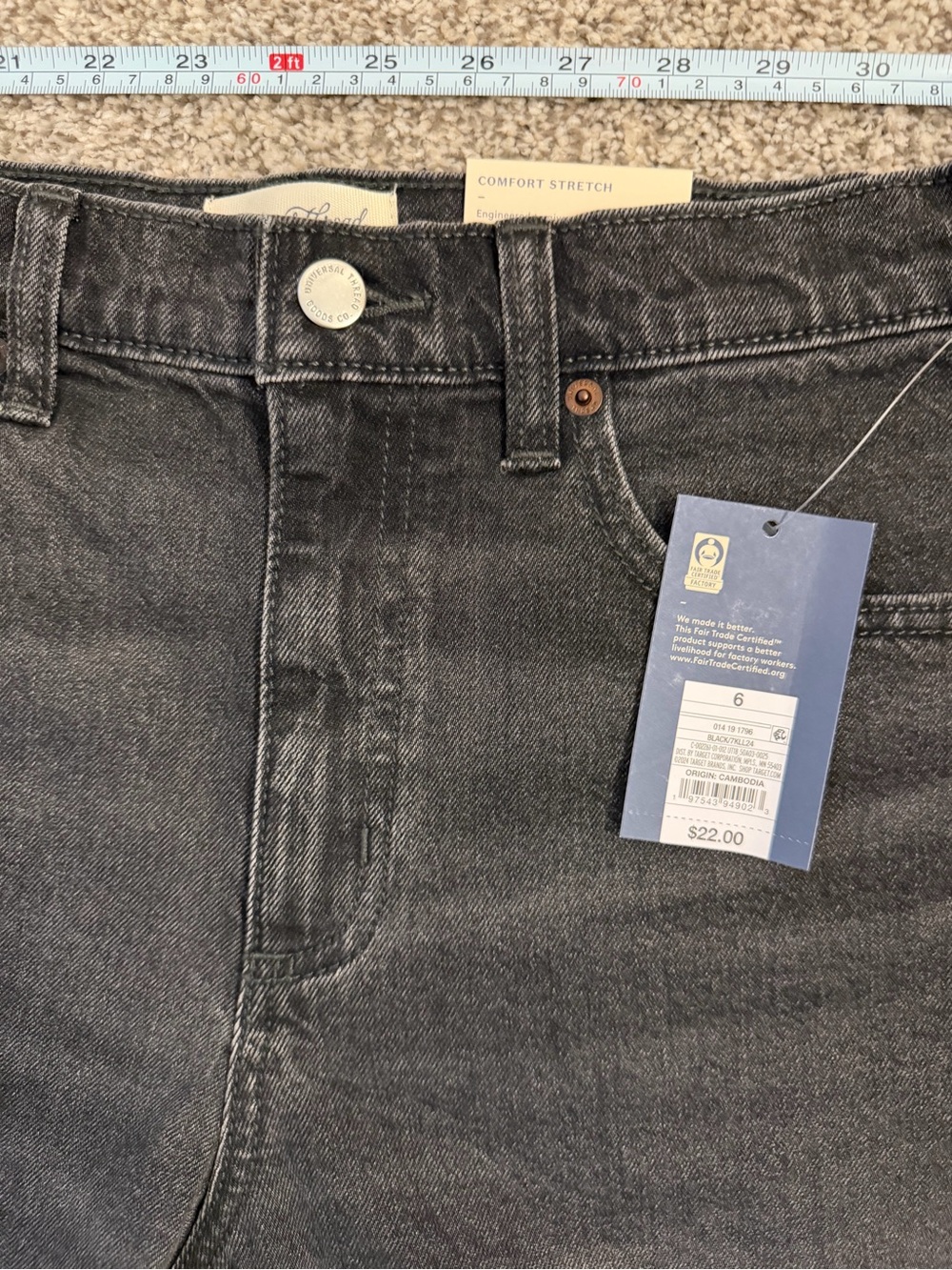 Universal Thread Black Washed Jean Shorts - Comfort Stretch